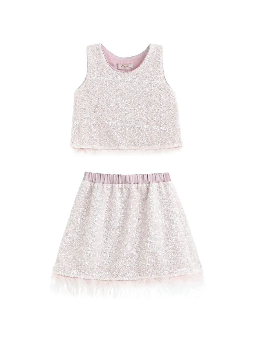 Tulleen sequin feather-trim skirt (set of two) - Pink