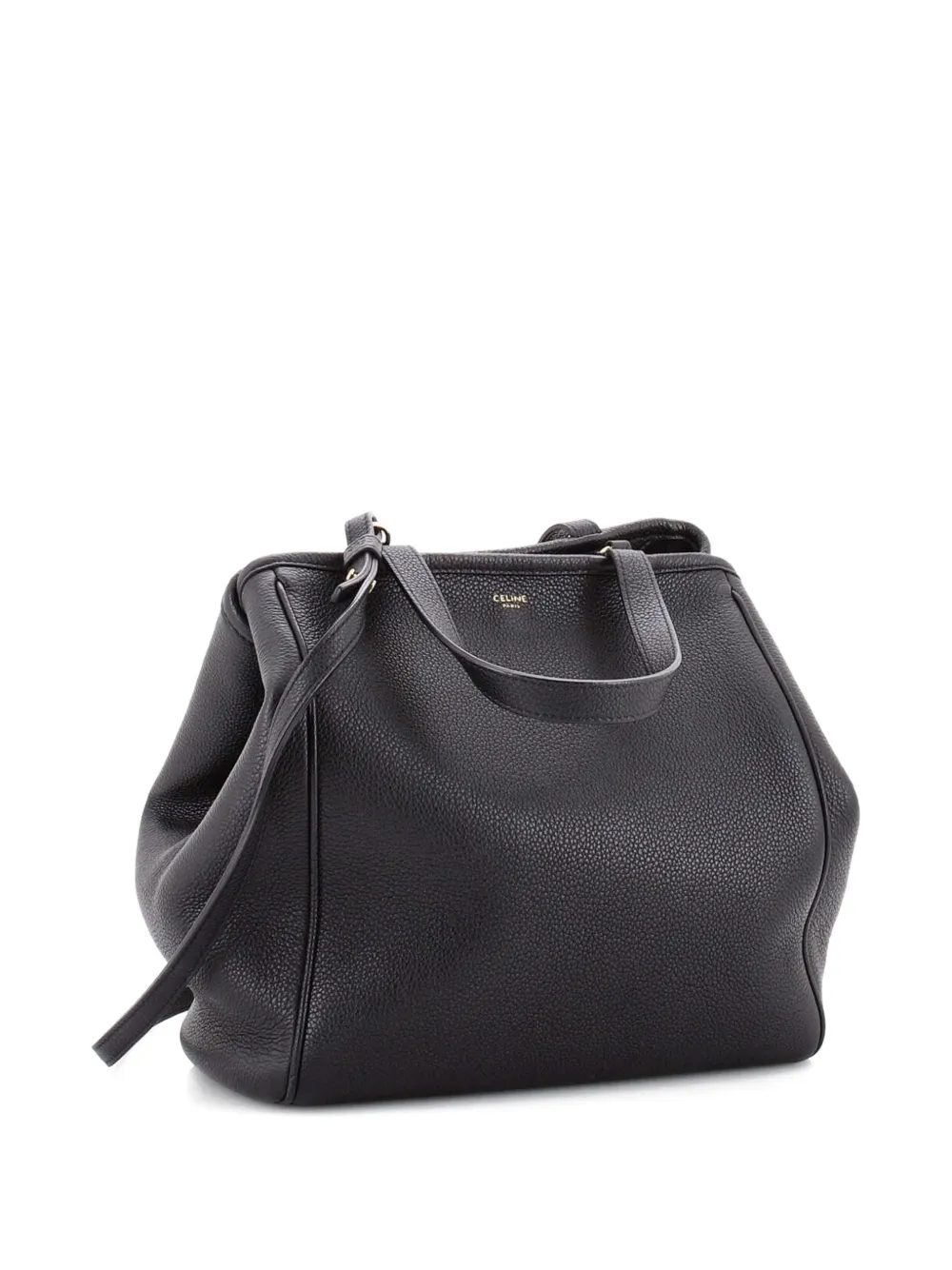 CELINE Pre-owned Folded Cabas Leather Small Tote Bag In Black