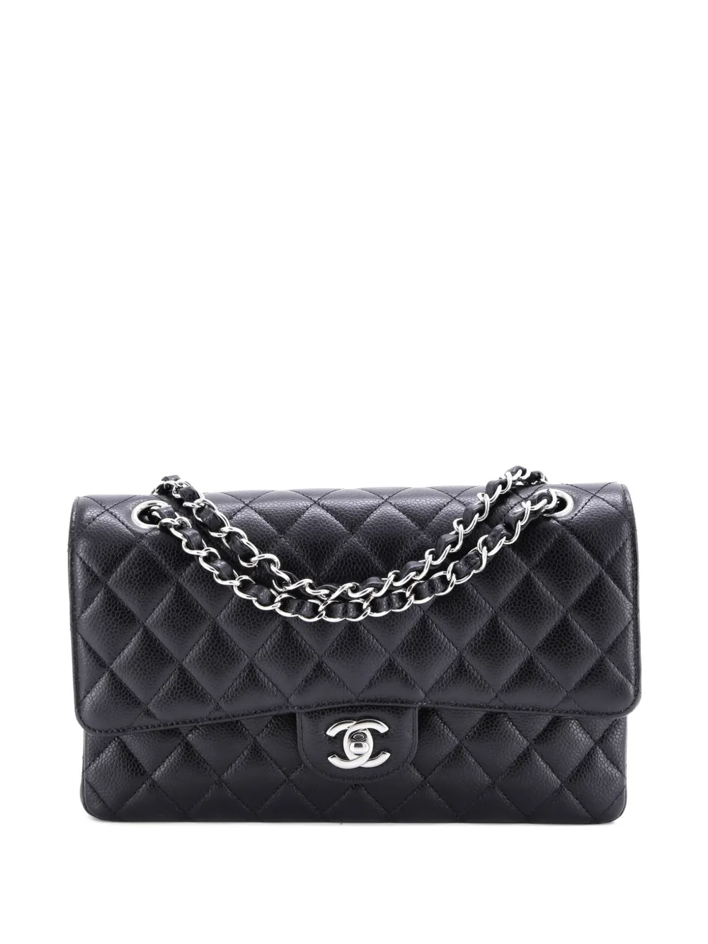 Click to view more detailed imagery on our partner's website Pre-owned Chanel Classic Double Flap Bag Quilted Caviar Medium Shoulder Bag In Black