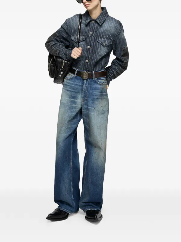 Acne Studios Patchwork Denim Jacket | Blue | FARFETCH KW