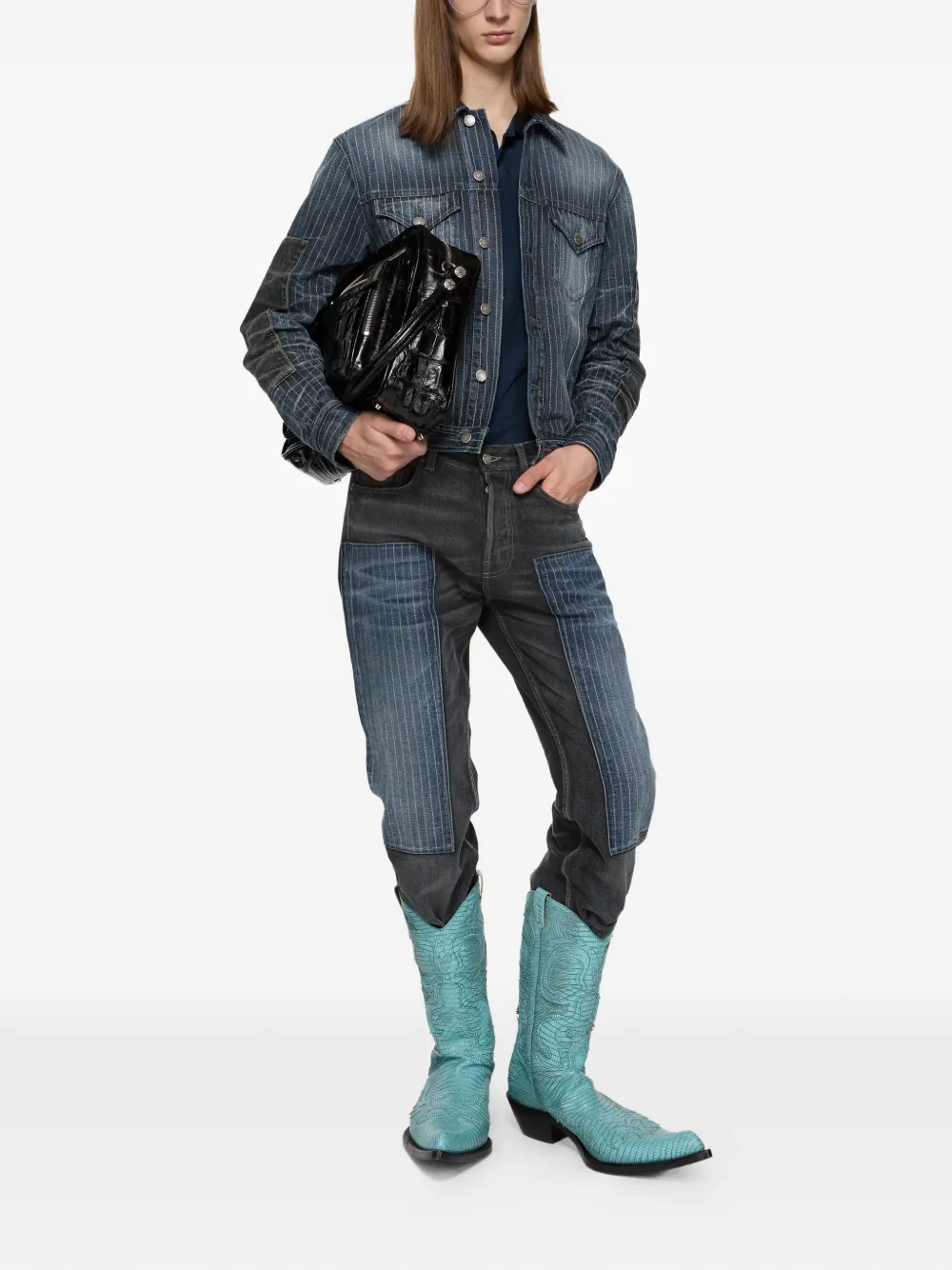  Acne Studios Patchwork Denim Jacket - Blue 