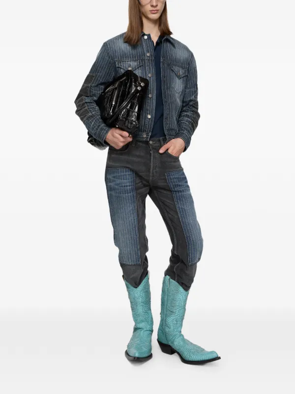 Acne Studios Patchwork Denim Jacket | Blue | FARFETCH KW