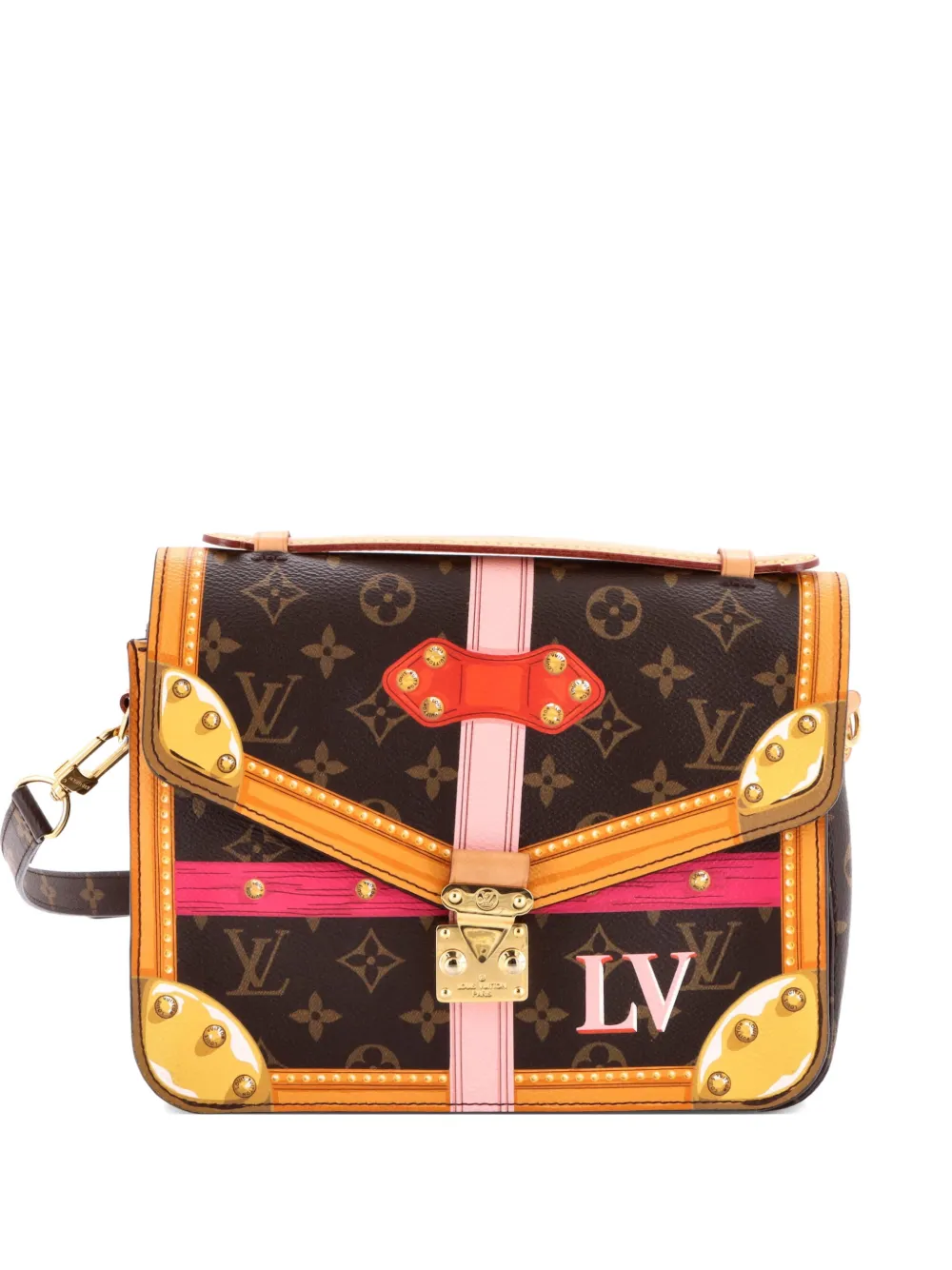 Click to view more detailed imagery on our partner's website Pre-owned Louis Vuitton Pochette Metis Limited Edition Summer Trunks Monogram Canvas Crossbody Bag In Brown