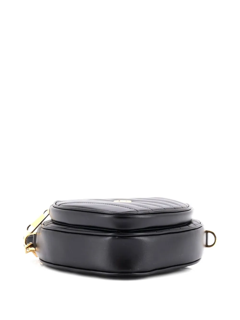 GUCCI Pre-owned Interlocking G Heart Diagonal Quilted Leather Mini Shoulder Bag In Black