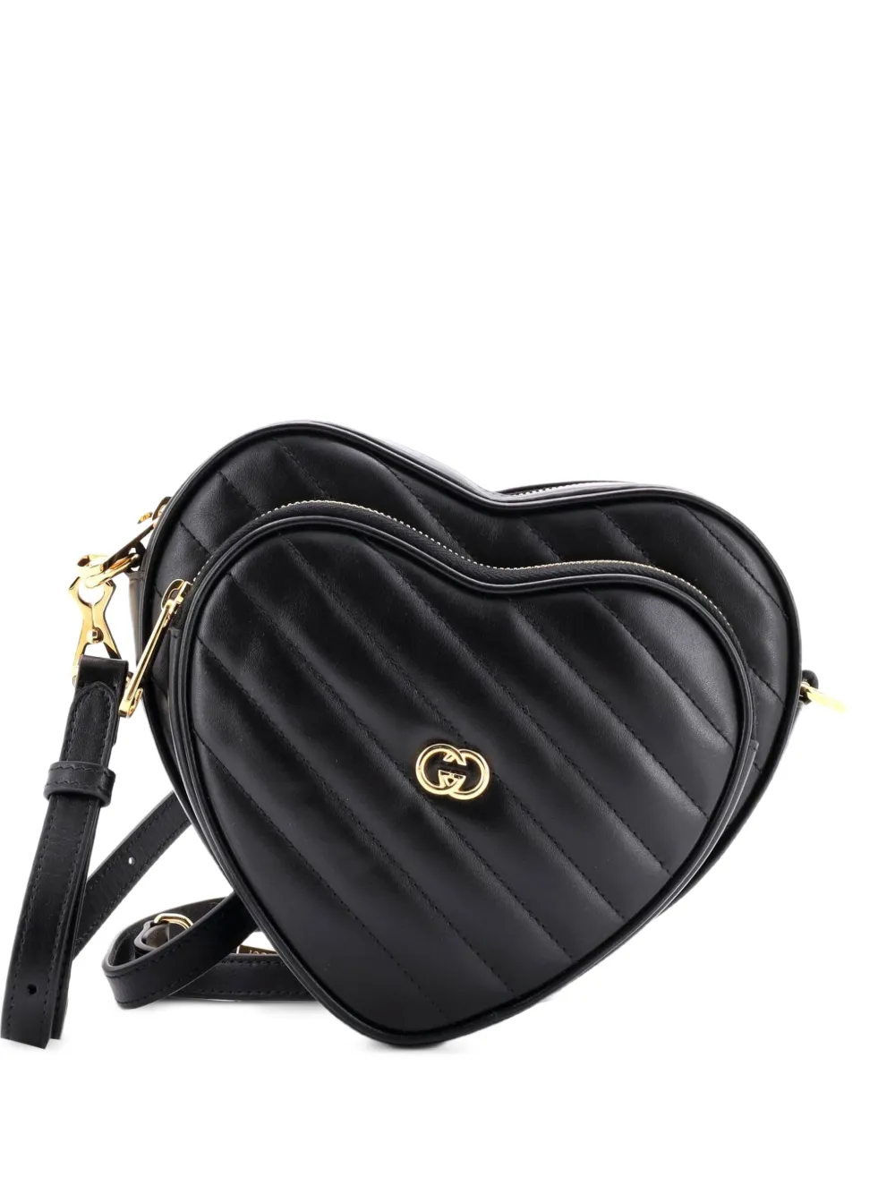 Gucci Pre-Owned Interlocking G Heart Diagonal Quilted Leather Mini shoulder bag - Nero