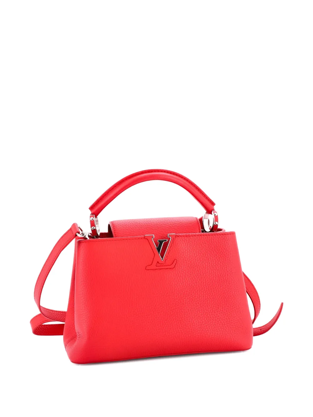 Pre-owned Louis Vuitton Capucines Bag Leather Bb Satchel In Red