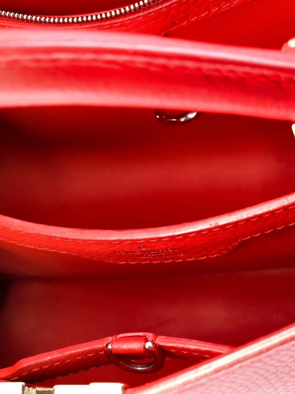 Pre-owned Louis Vuitton Capucines Bag Leather Bb Satchel In Red