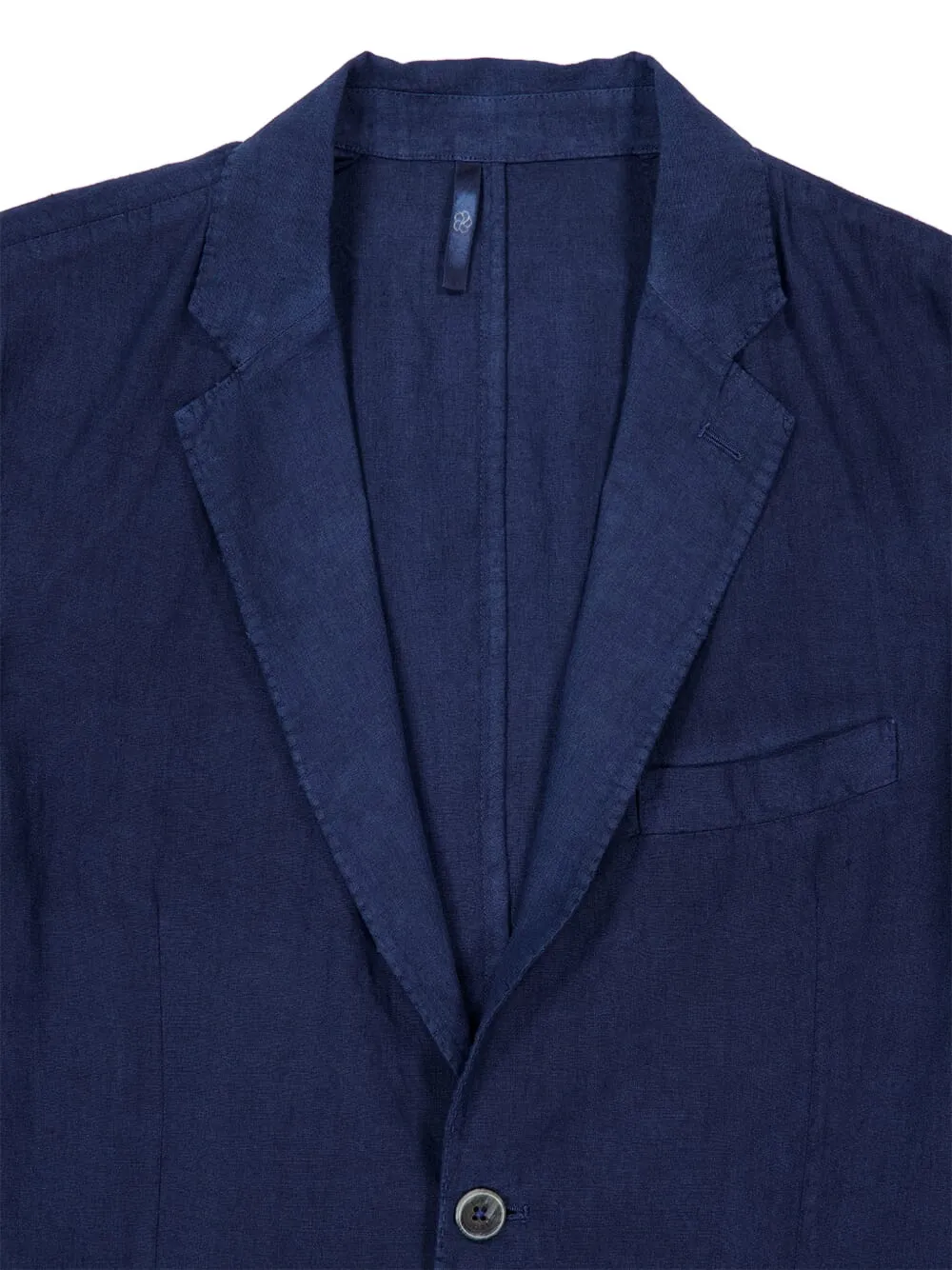  120% Lino Buttoned V-neck Blazer - Blue 