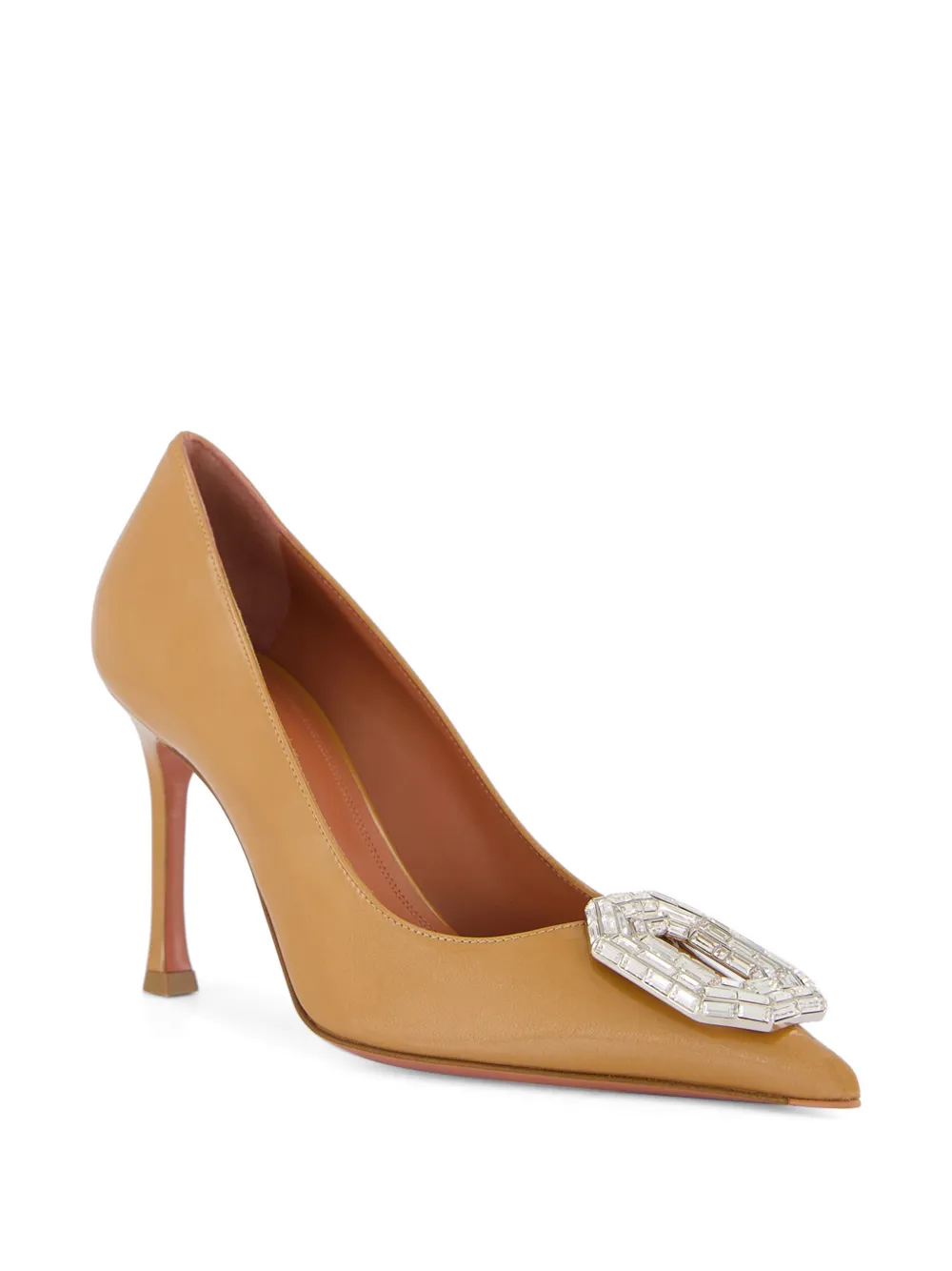 Amina Muaddi Camelia crystal-embellished pumps Beige