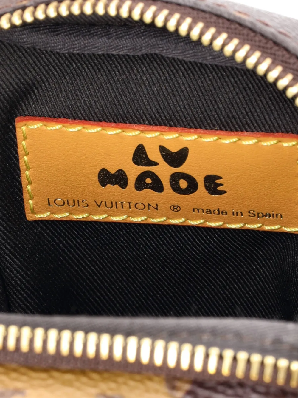 Pre-owned Louis Vuitton Nigo Flap Double Phone Pouch Limited Edition Stripes Monogram Canvas Crossbody Bag In Brown