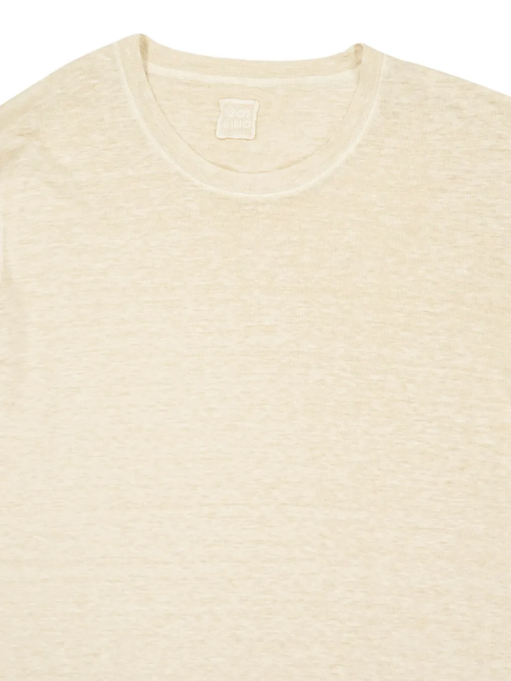 120% Lino Safari T-shirt met ronde hals Beige