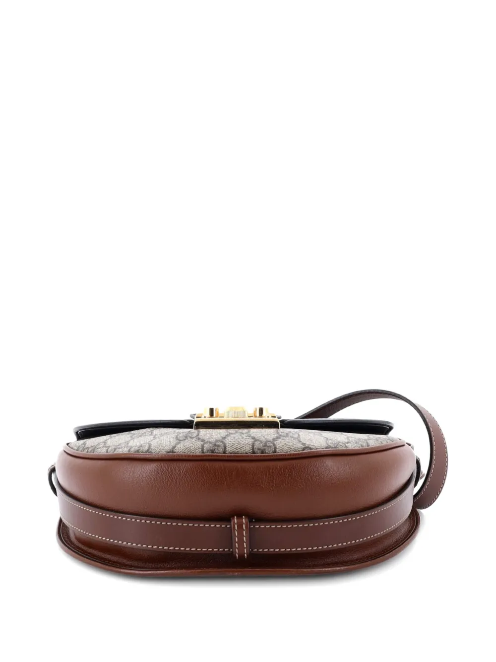 Pre-owned Gucci Padlock Saddle Shoulder Bag Gg Coated Canvas And Leather Small Crossbody Bag In Brown