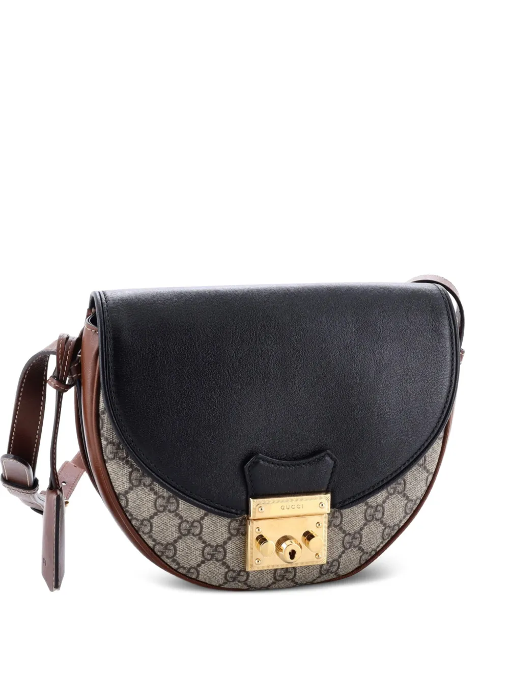 Gucci Pre-Owned Padlock Saddle Shoulder Bag GG Coated Canvas and Leather Small crossbody bag - Marrone
