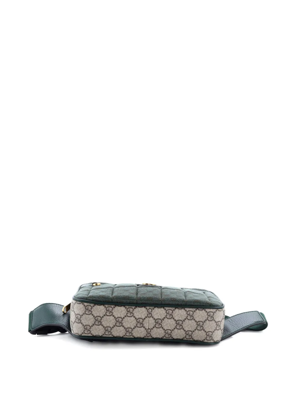 Pre-owned Gucci Front Zip Gg Coated Canvas And Quilted Mini Gg Canvas Medium Belt Bag In Green
