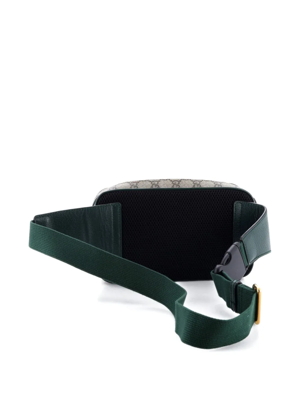 Pre-owned Gucci Front Zip Gg Coated Canvas And Quilted Mini Gg Canvas Medium Belt Bag In Green