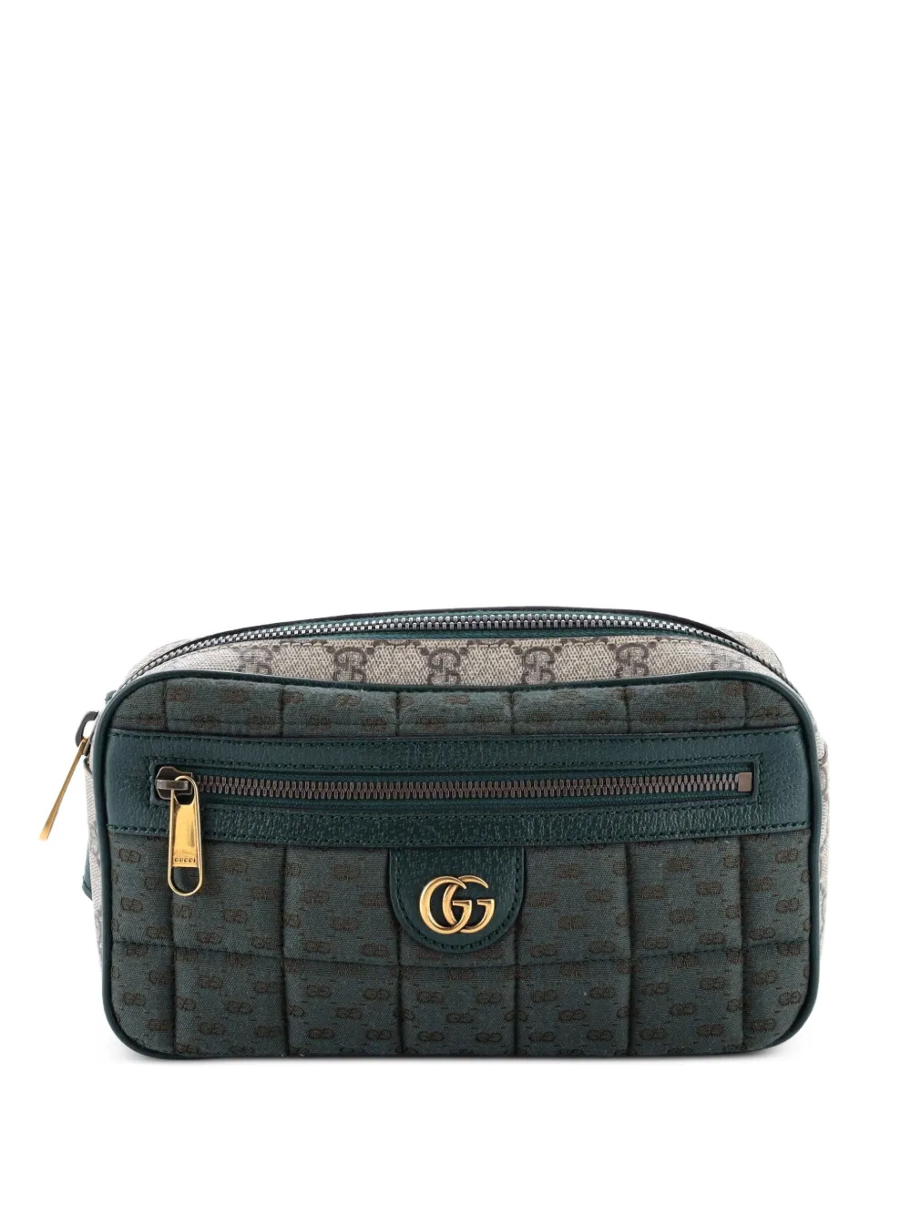 Gucci Pre-Owned Front Zip GG Coated Canvas and Quilted Mini GG Canvas Medium belt bag - Verde