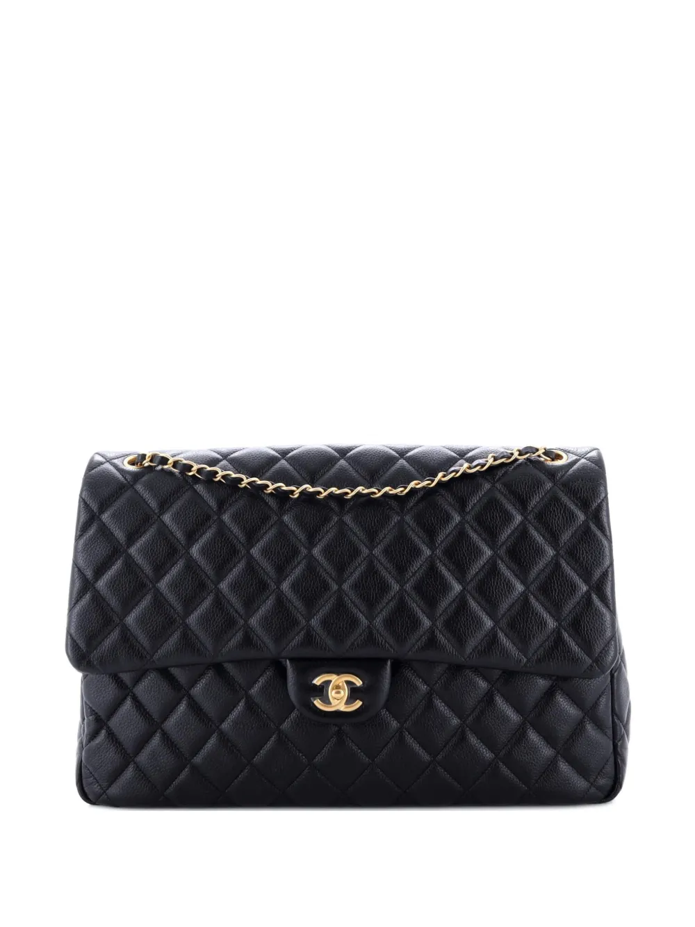 Pre-owned Chanel Xxl Travel Flap Bag Quilted Caviar Small Shoulder Bag In Black