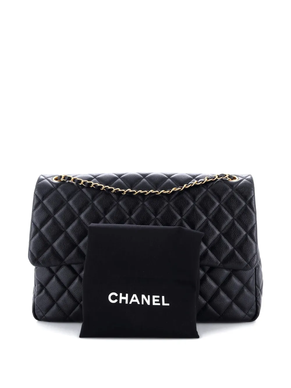 Pre-owned Chanel Xxl Travel Flap Bag Quilted Caviar Small Shoulder Bag In Black