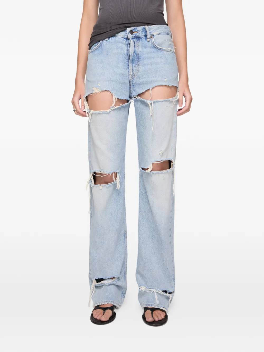 Acne Studios Logo-patch Distressed Jeans In Black