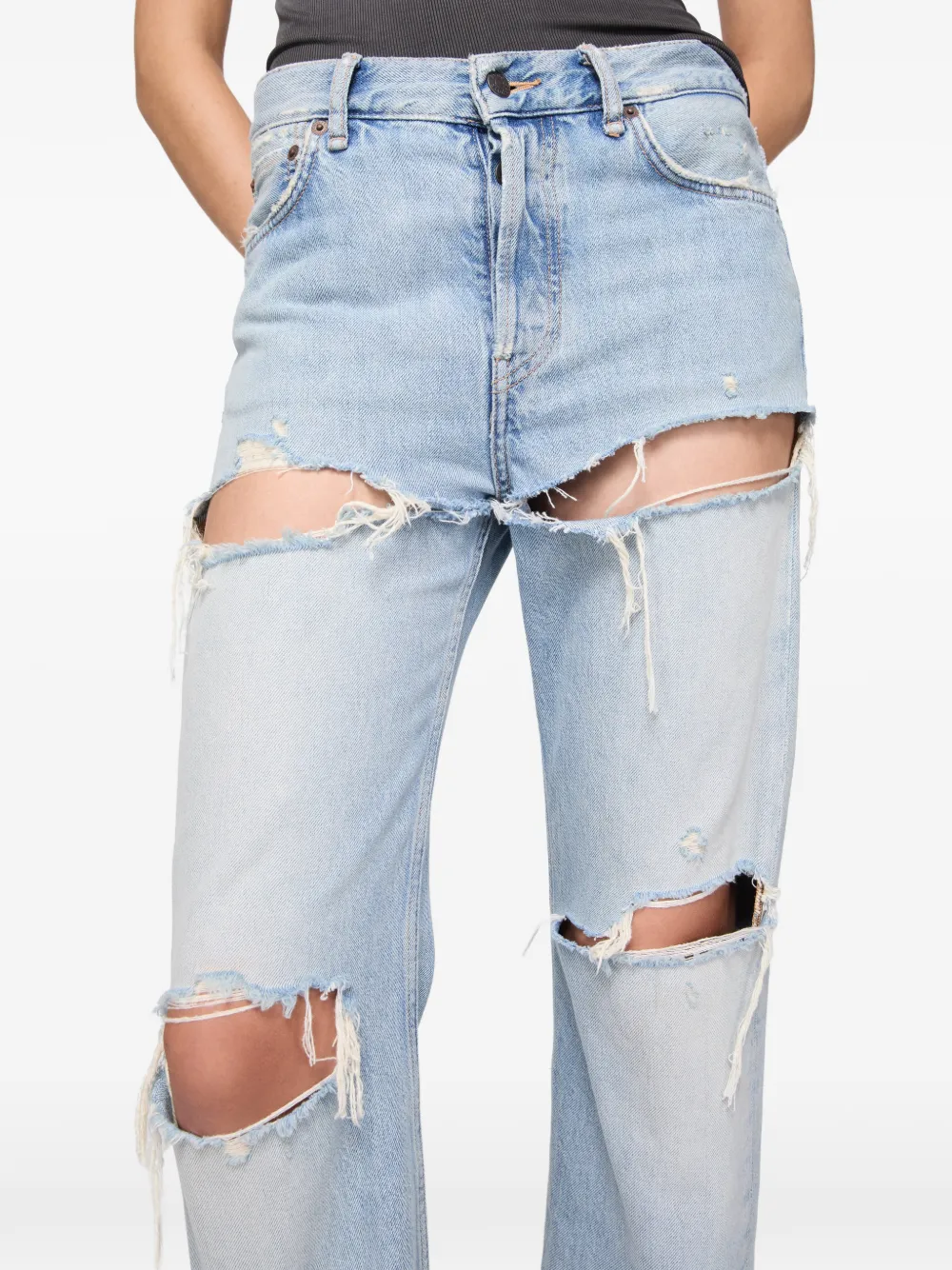 Acne Studios Logo-patch Distressed Jeans In Black