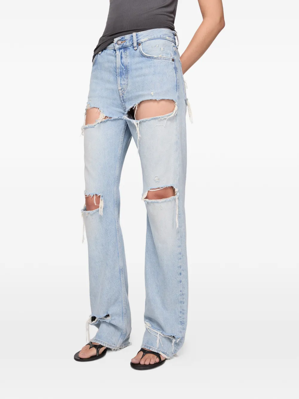 Acne Studios Logo-patch Distressed Jeans In Black