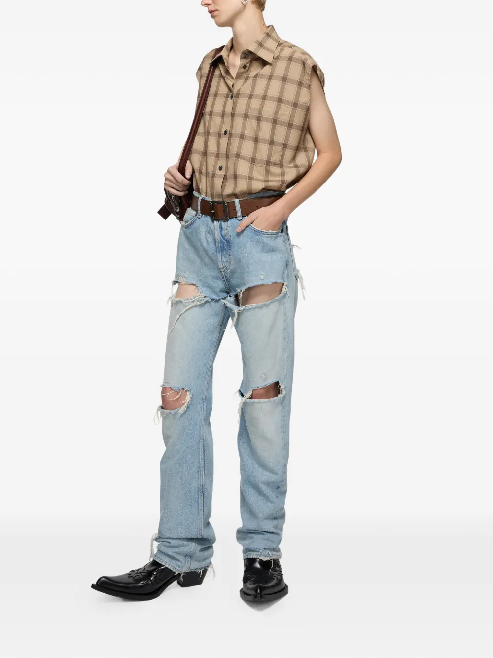 Acne Studios Logo-patch Distressed Jeans In Black