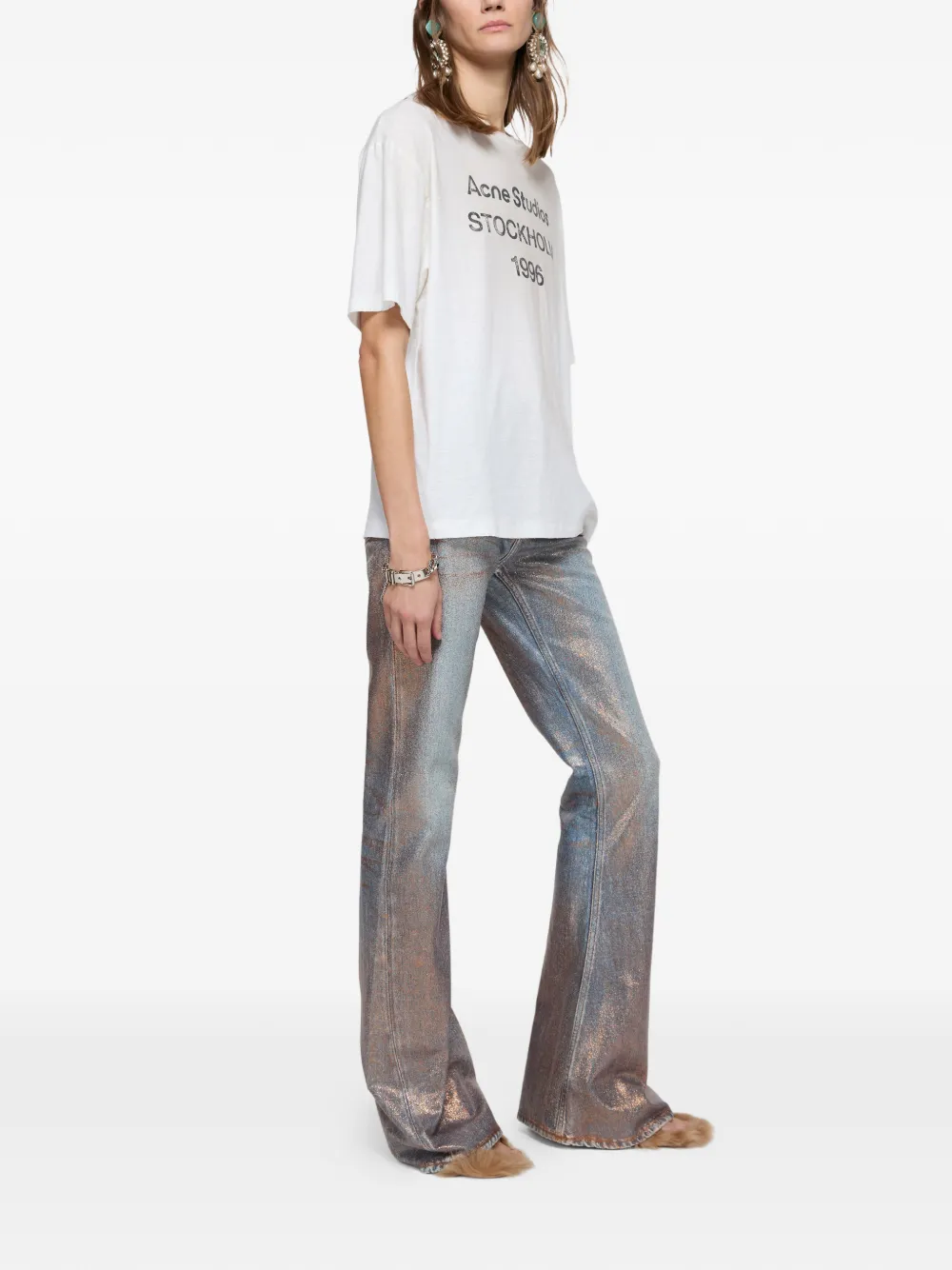  Acne Studios Fitted Glitter Flared Trousers - Blue 