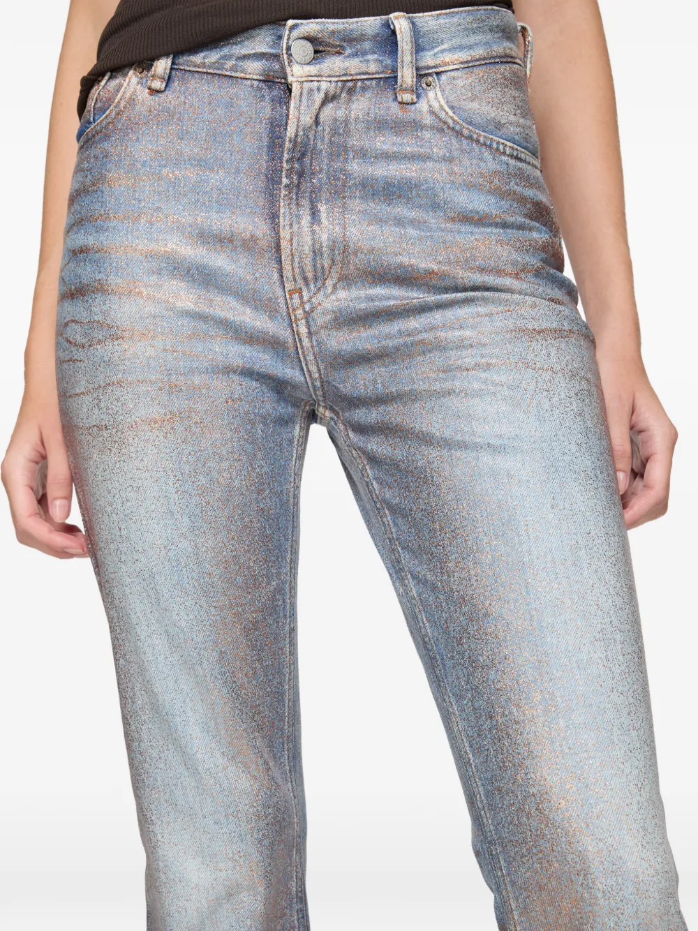 Acne Studios Flared broek met glitters Blauw