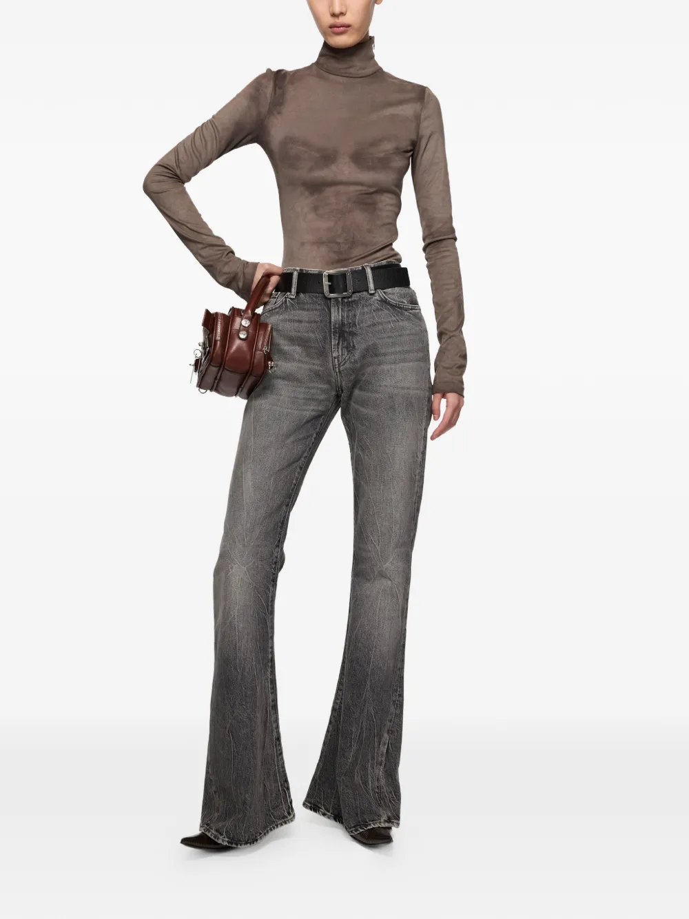  Acne Studios Flared Patch Jeans - Black 