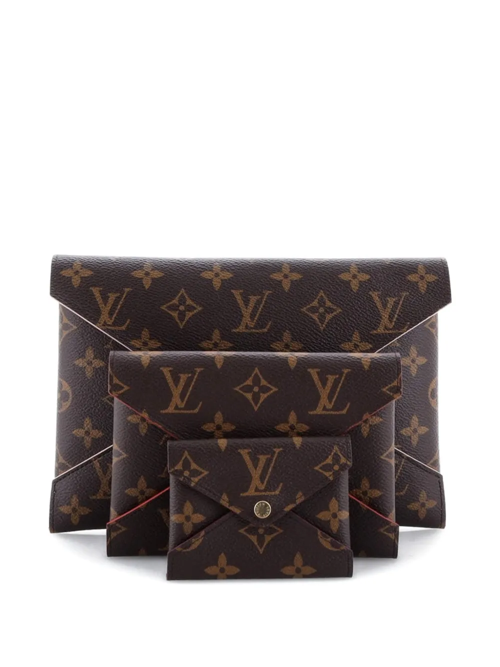 Pre-owned Louis Vuitton Kirigami Pochette Set Monogram Canvas Clutch Bag In Brown