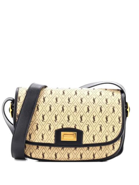 Saint Laurent Pre-Owned Flap Satchel Monogram All Over Canvas and Leather Medium shoulder bag