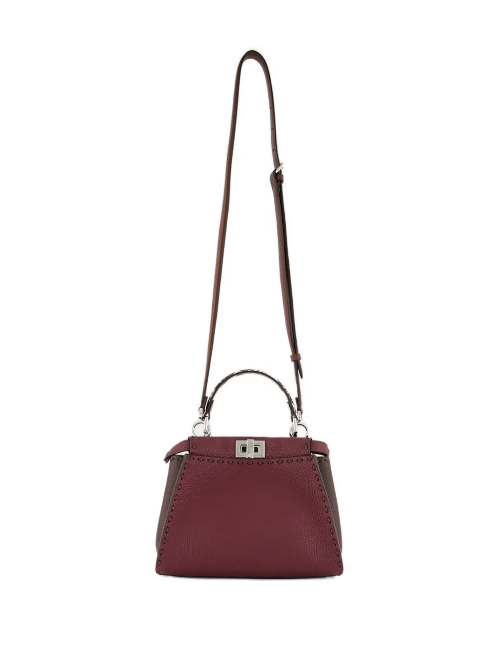 FENDI Peekaboo leren shopper met handgreep Rood