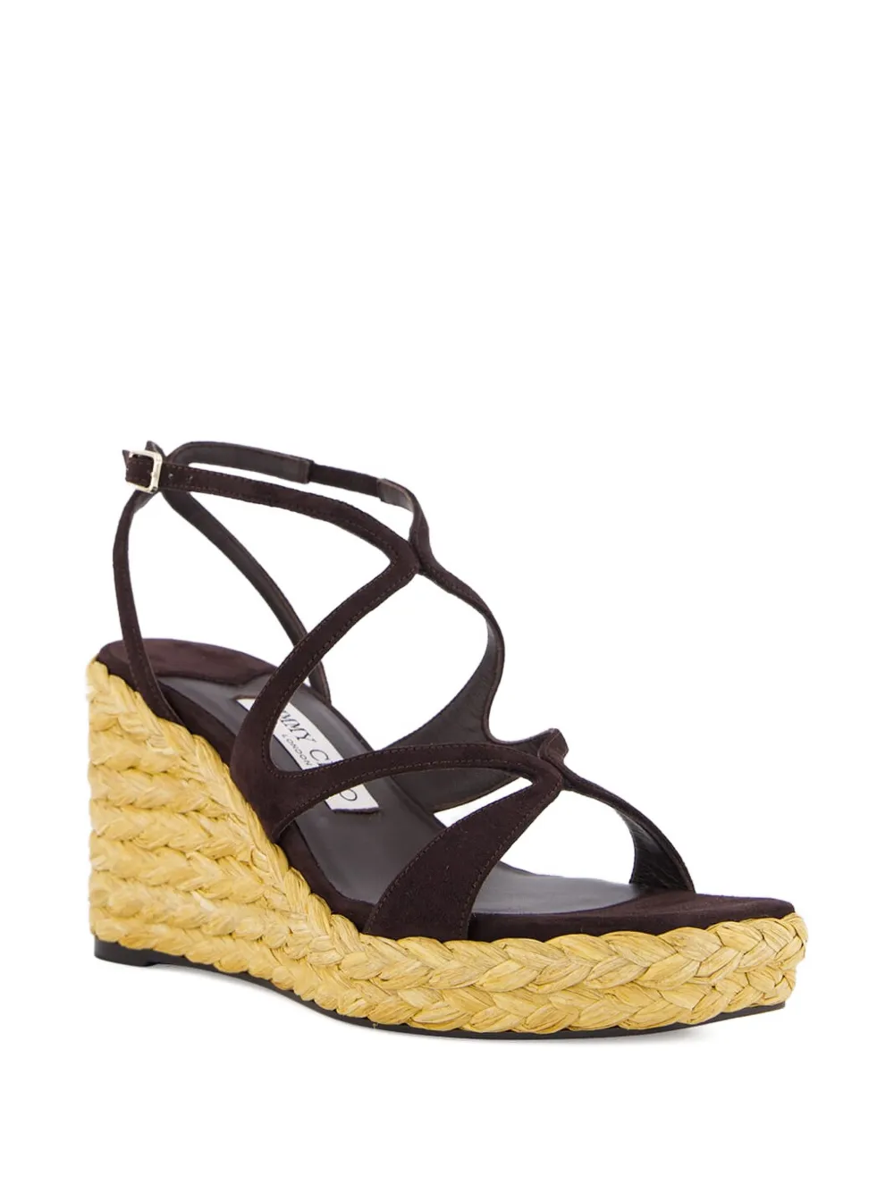 Jimmy Choo Ayla raffia sandalen met sleehak Bruin