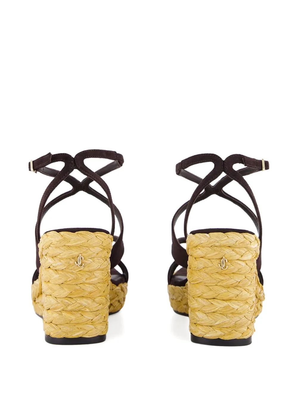Jimmy Choo Ayla raffia sandalen met sleehak Bruin