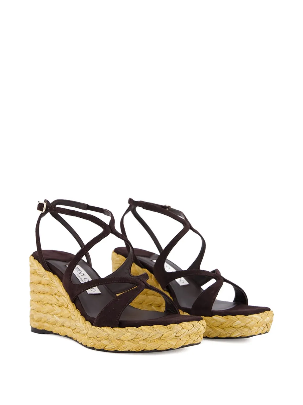 Jimmy Choo Ayla raffia sandalen met sleehak Bruin