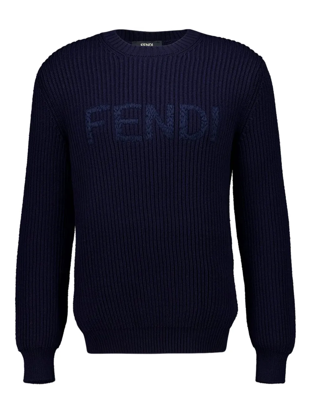 FENDI embroidered-logo long-sleeved sweater - Blu