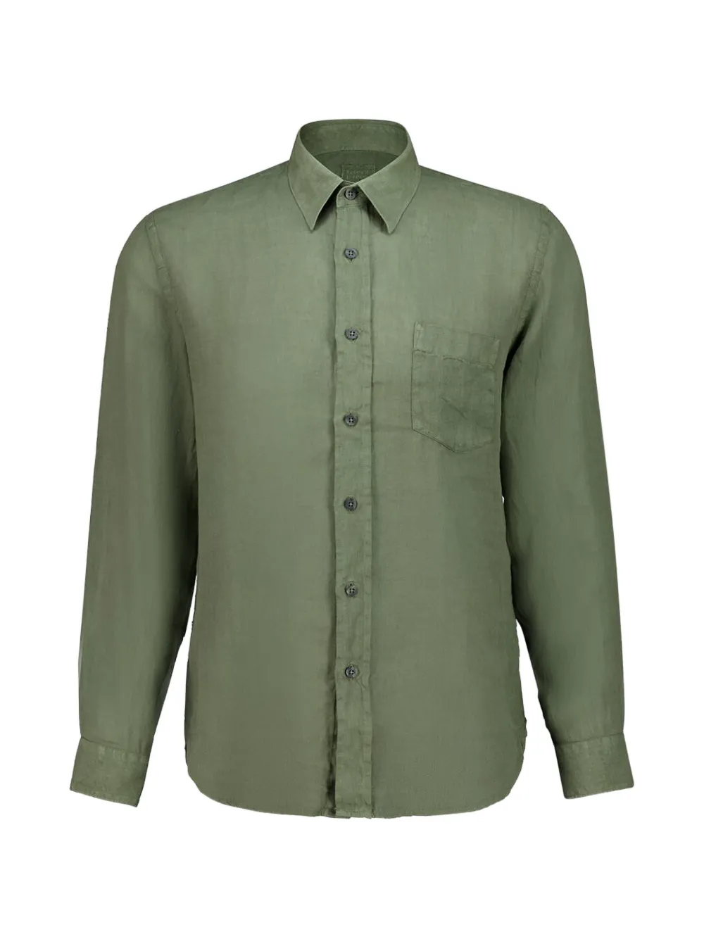 120% Lino chest-pocket long-sleeve shirt - Verde