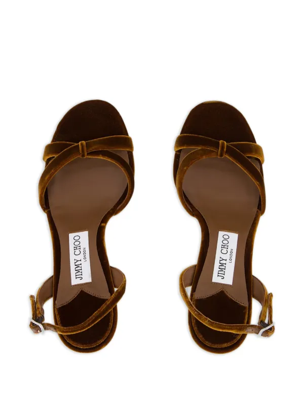 Jimmy Choo Elsy Velvet Sandals | Brown | FARFETCH