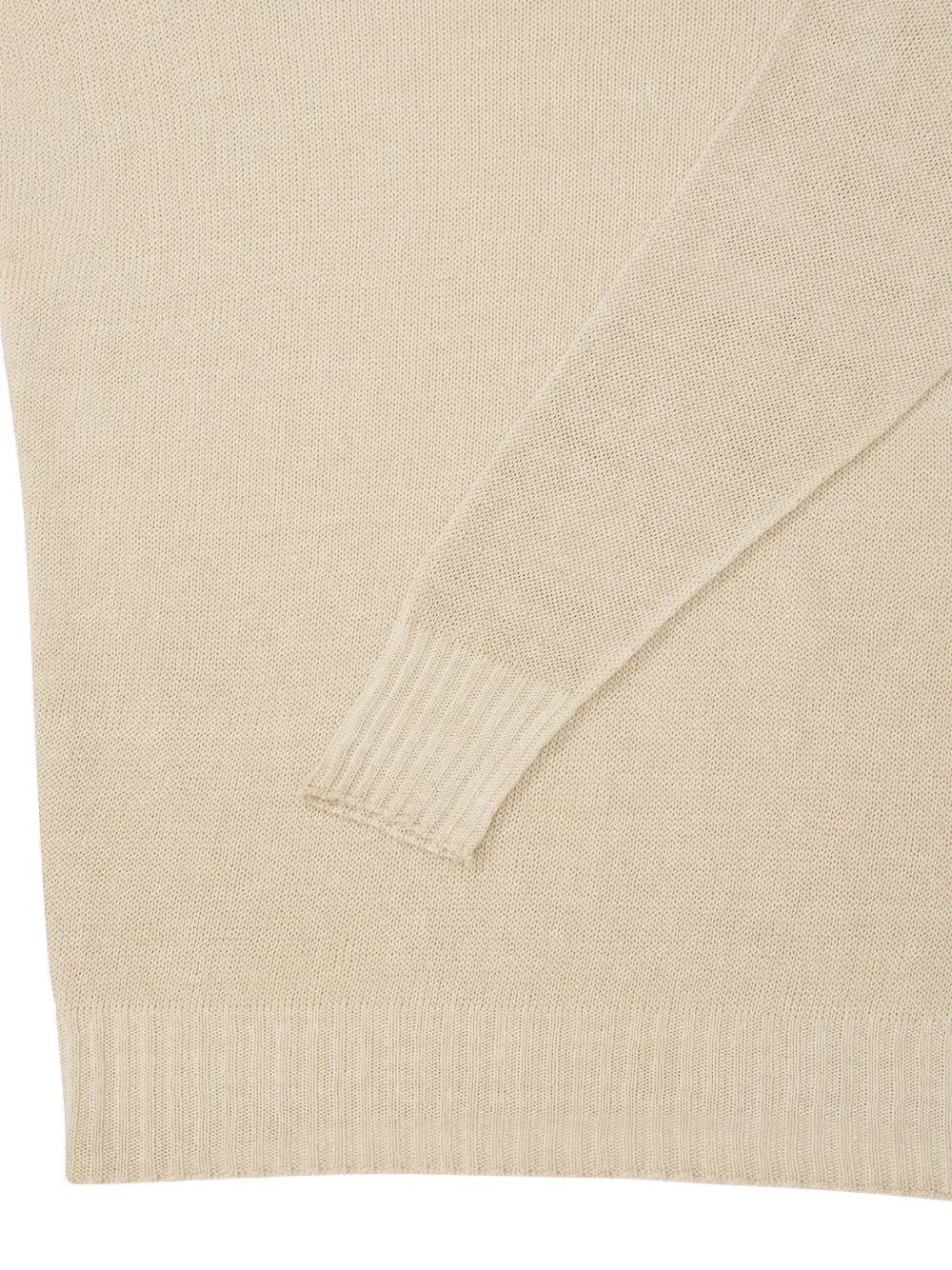 120% Lino Safari gebreide trui met lange mouwen Beige
