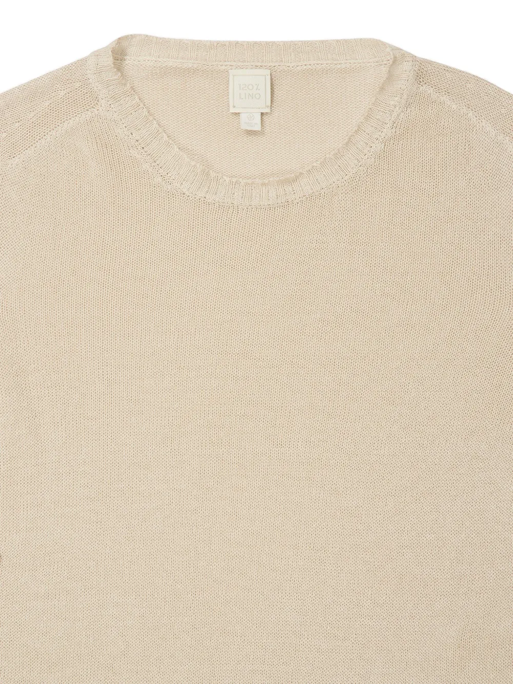 120% Lino Safari gebreide trui met lange mouwen Beige