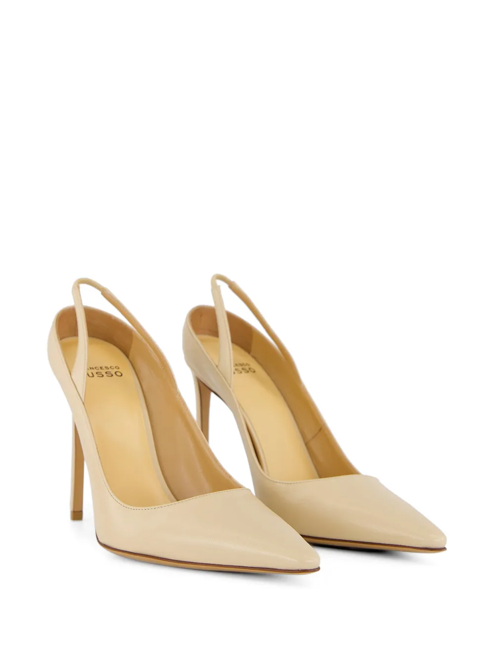 Francesco Russo slingback pointed pumps Beige