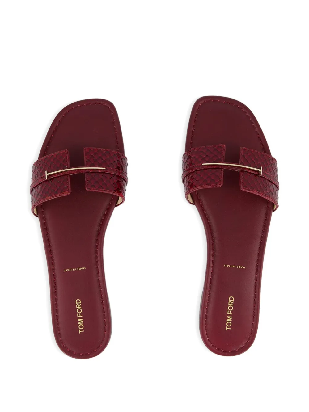 TOM FORD textured-strap buckle flat Rood