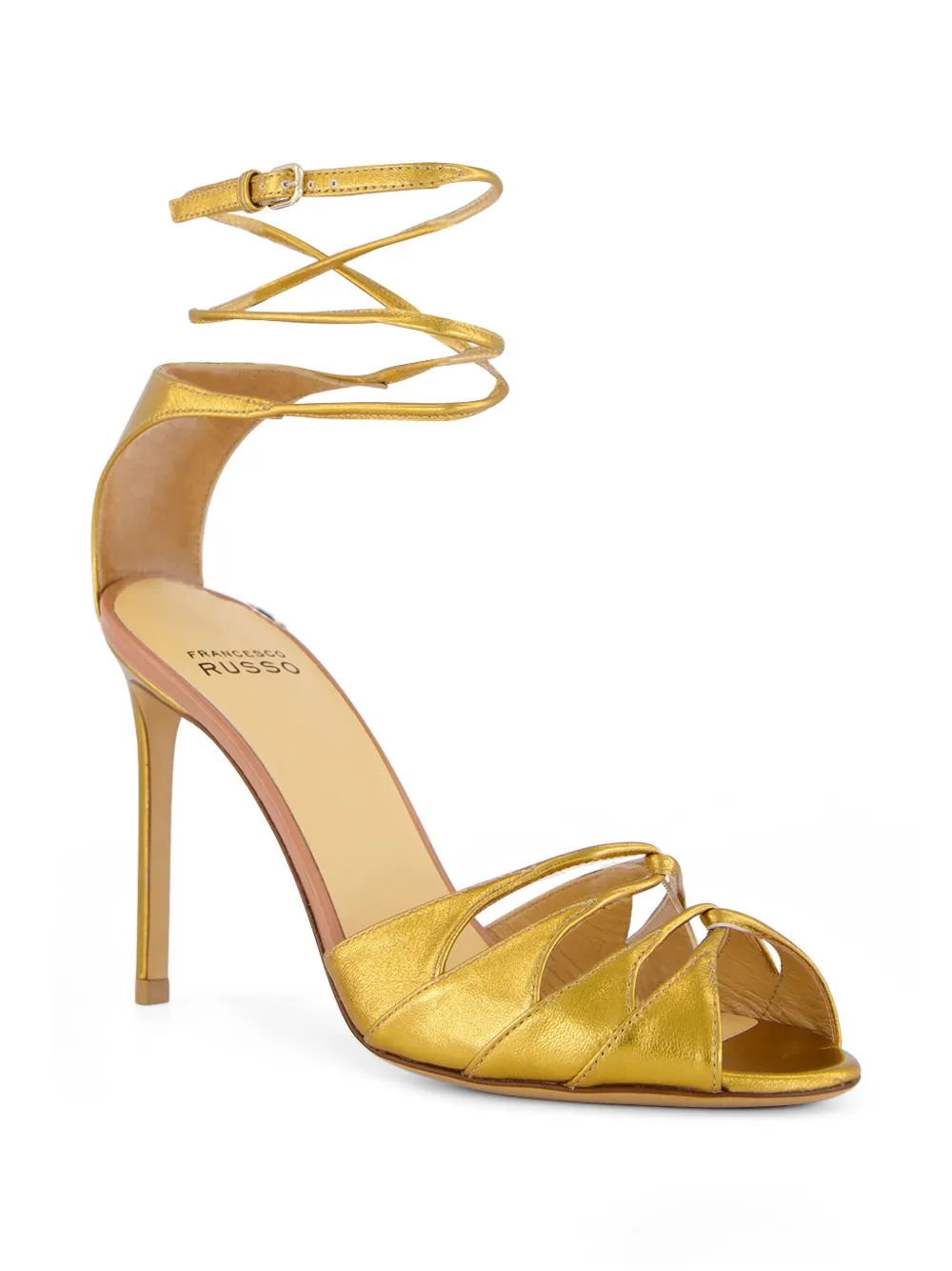 Francesco Russo Gelamineerde sandalen Goud
