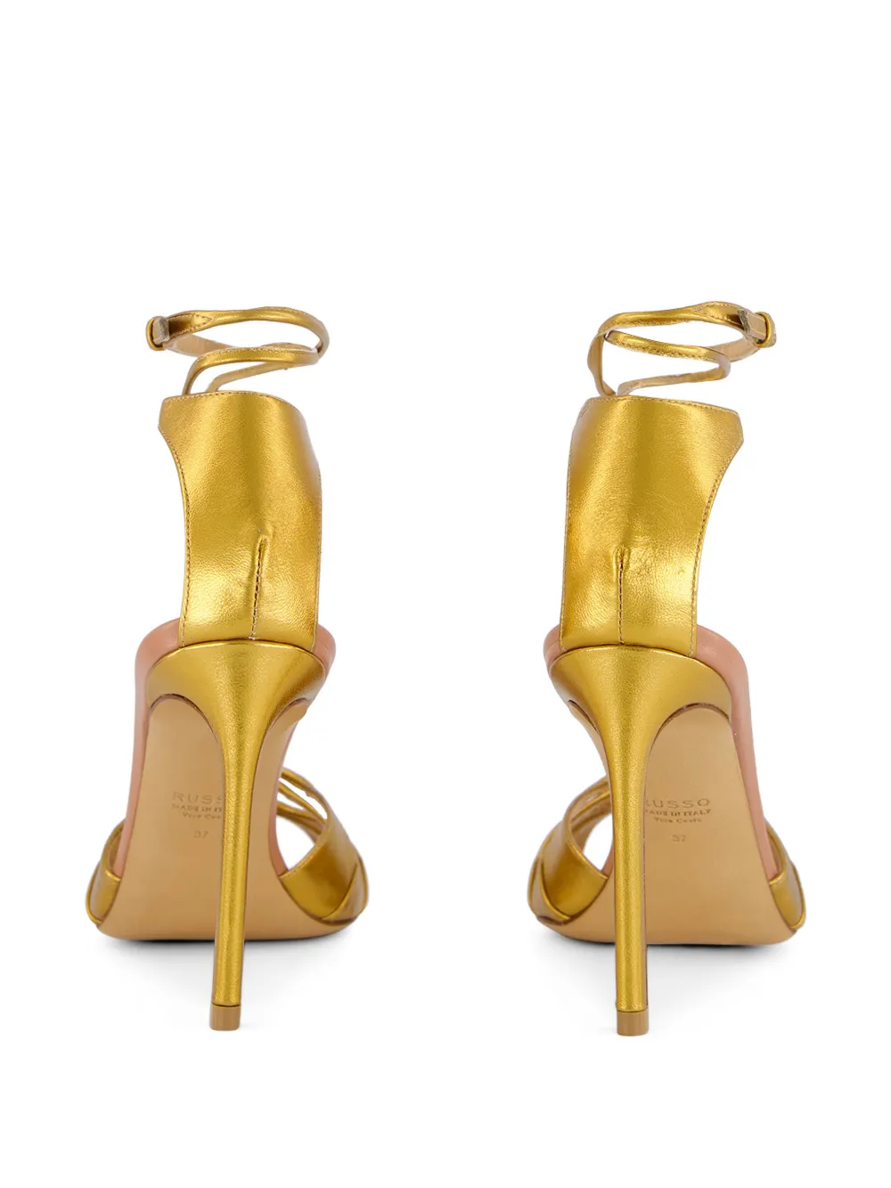 Francesco Russo Gelamineerde sandalen Goud