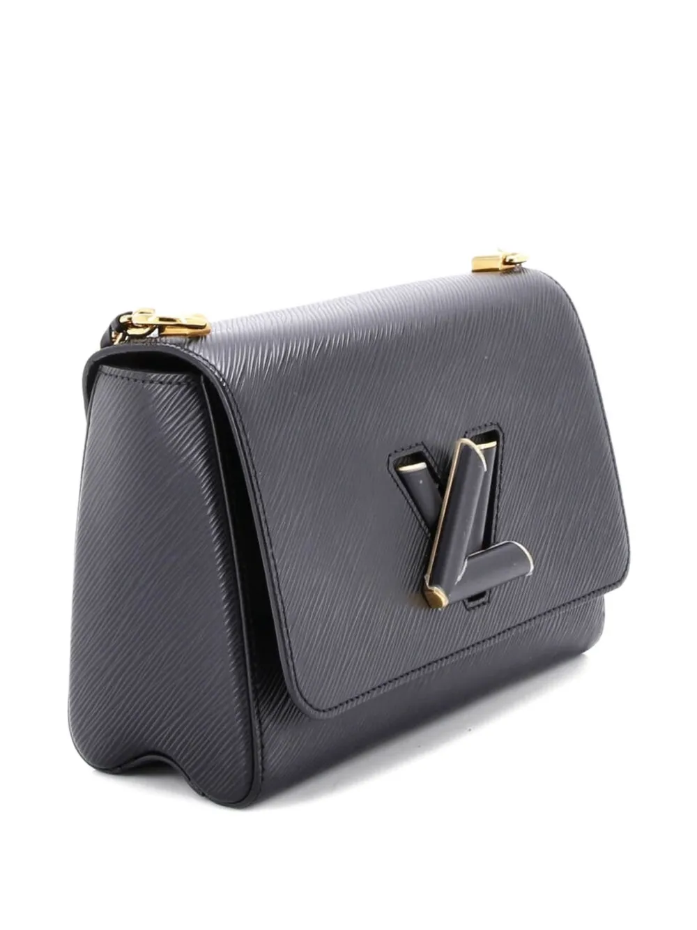 Pre-owned Louis Vuitton Braided Chain Twist Bag Epi Leather Mm Crossbody Bag In Black