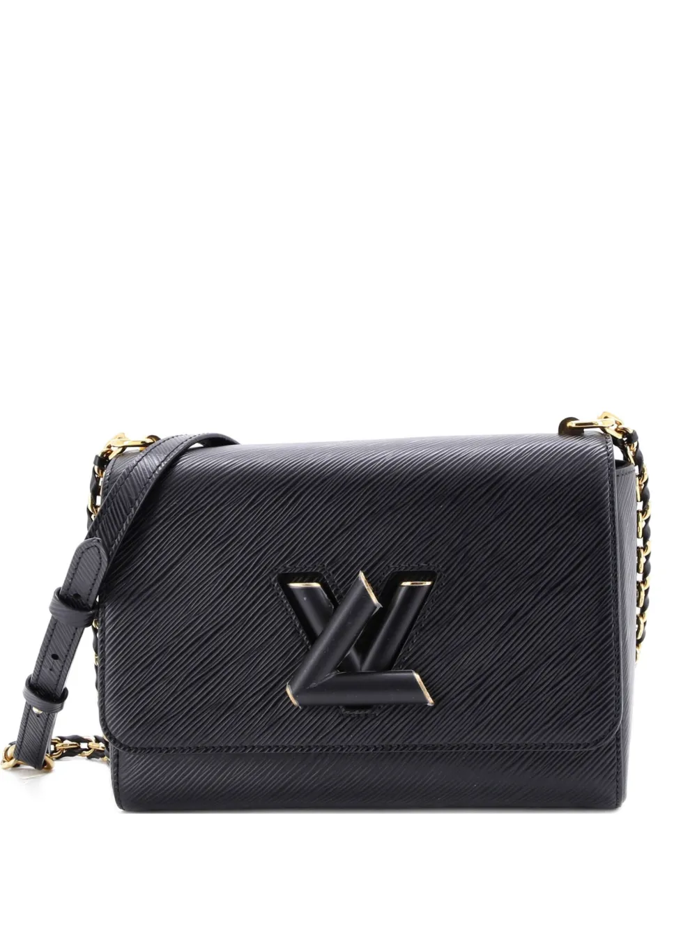 Pre-owned Louis Vuitton Braided Chain Twist Bag Epi Leather Mm Crossbody Bag In Black