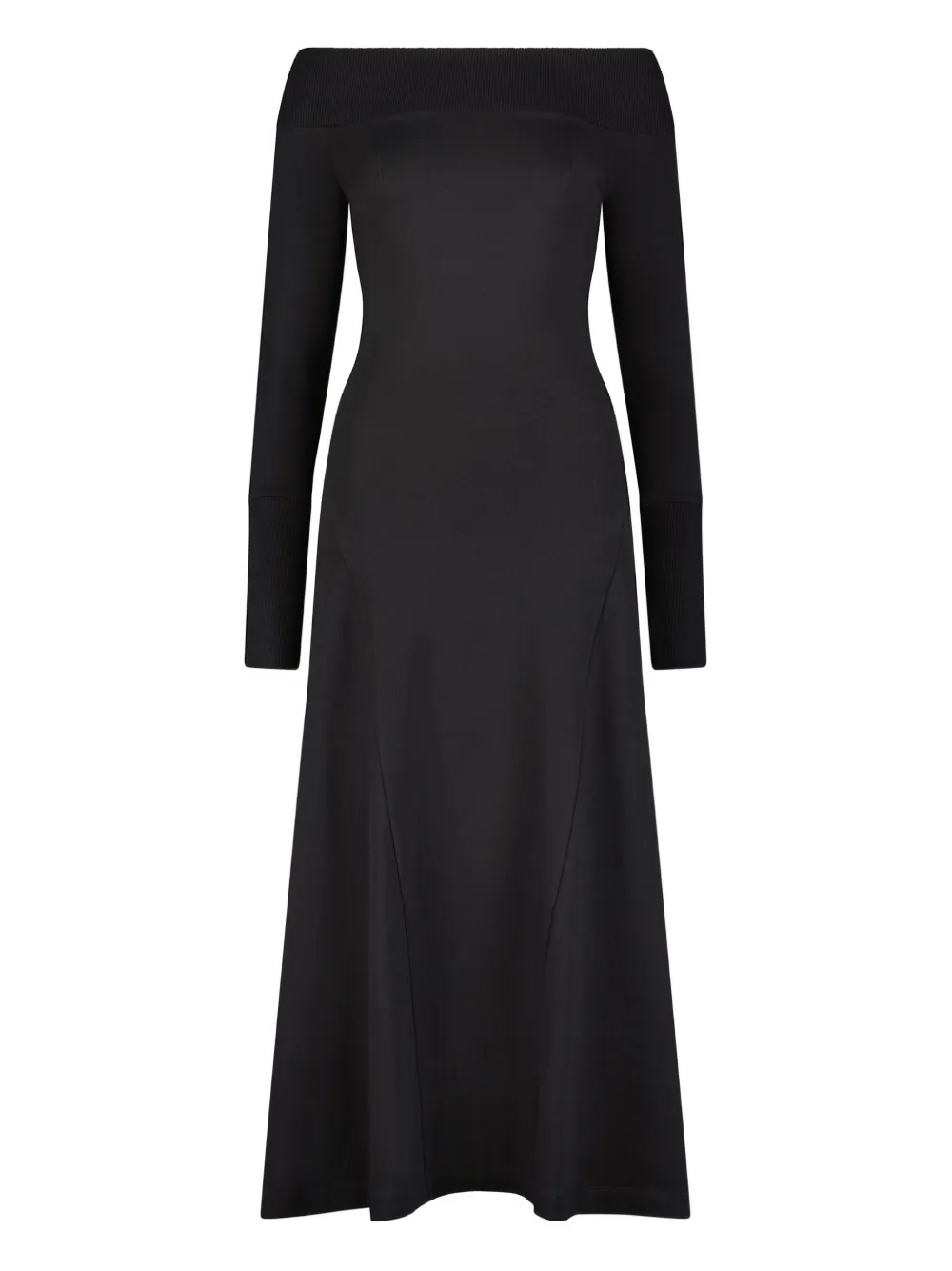 Marcella Abito midi Tilly con scollo a barca - Nero