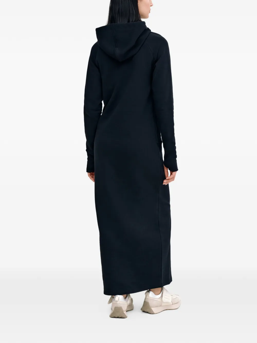 Marcella Elba maxi-jurk met capuchon en rits Zwart