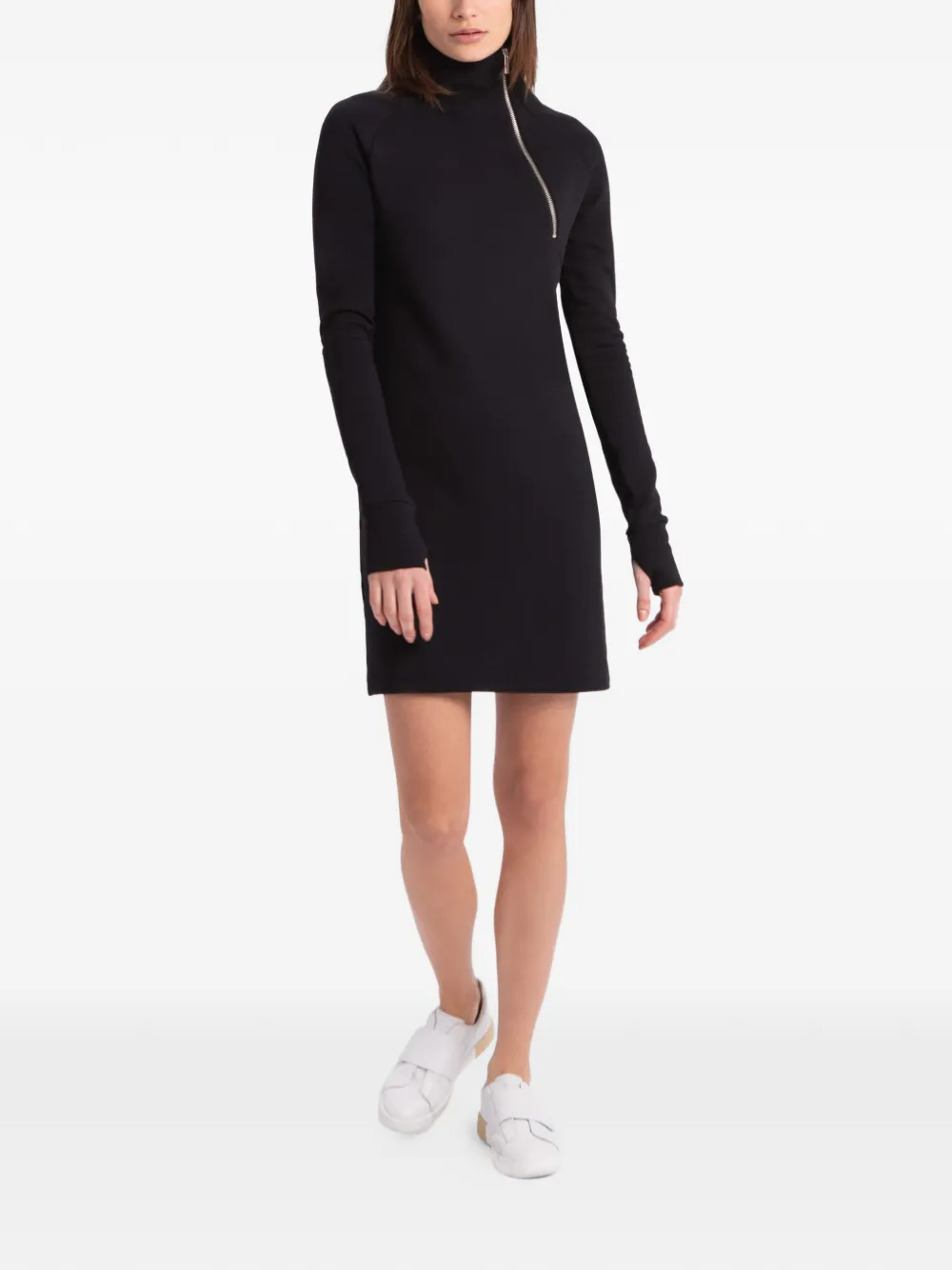 Marcella Alani mini-jurk met col en rits - Zwart