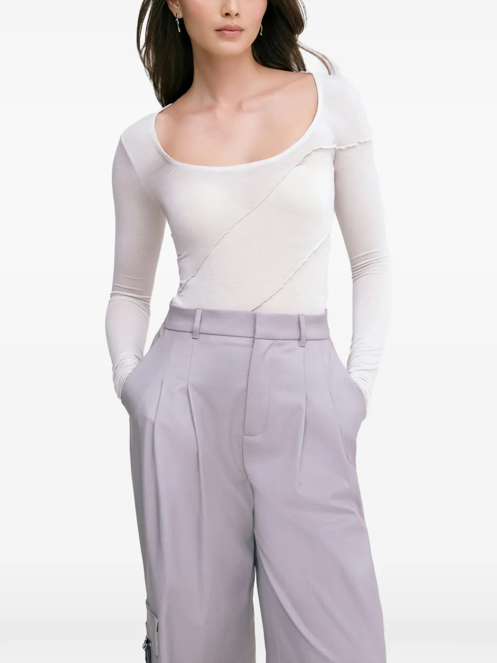  Marcella Melody Ruffled Long-sleeve Top - White 